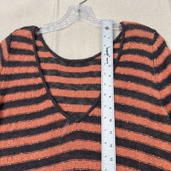 Free People Striped Black & Orange Long-Sleeve A-Line Knit Dress PS - Picture 14 of 15